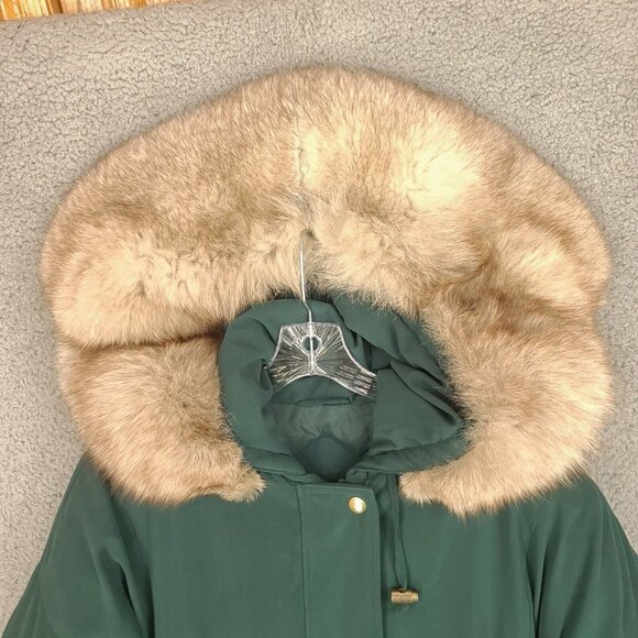 Boundary Waters Jacket Womens Small Green Down Faux Fur Parka Hooded Full Zip - Picture 9 of 14